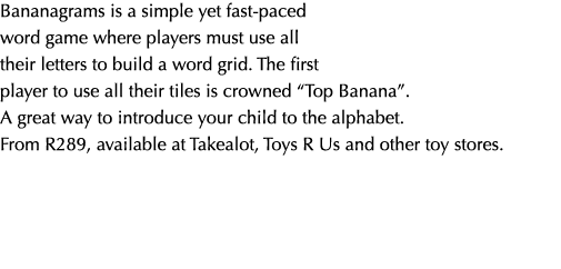 Bananagrams is a simple yet fast paced word game where players must use all their letters to build a word grid. The f...