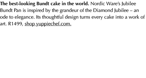 The best looking Bundt cake in the world. Nordic Ware’s Jubilee Bundt Pan is inspired by the grandeur of the Diamond ...