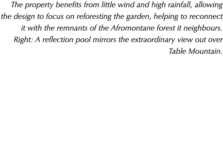 The property benefits from little wind and high rainfall, allowing the design to focus on reforesting the garden, hel...