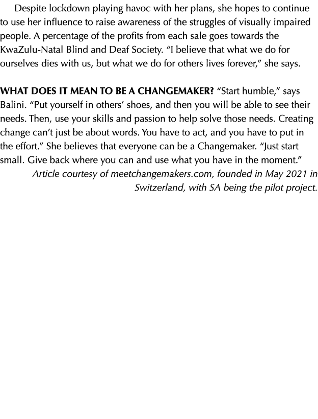 Despite lockdown playing havoc with her plans, she hopes to continue to use her influence to raise awareness of the s   